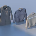 Stylish Winter Clothes Coat Sweater Sweatshirt in Neutral Tones on Hangers