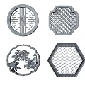 Traditional Chinese Decorative Window Grilles with Various Shapes and Intricate Patterns