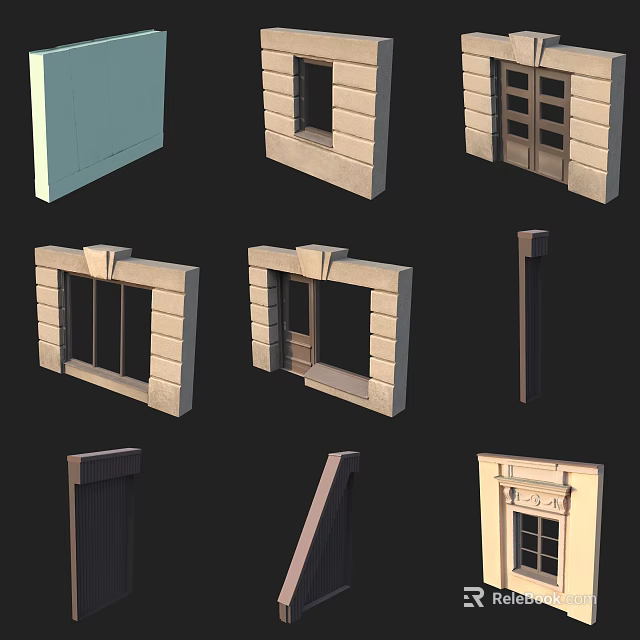 Decorative Wainscoting With Various Designs For Windows Doors Frames Interior Design 3d model