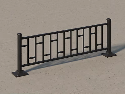 Decorative Black Metal Fence With Geometric Lattice Design And Square Base 3d model