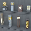 Various Outdoor Lights With Intricate Patterns Different Base Materials And Shapes 3d model