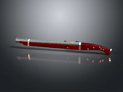 Traditional Decorative Weapon With Red Handle And Metallic Blade Design 3d model
