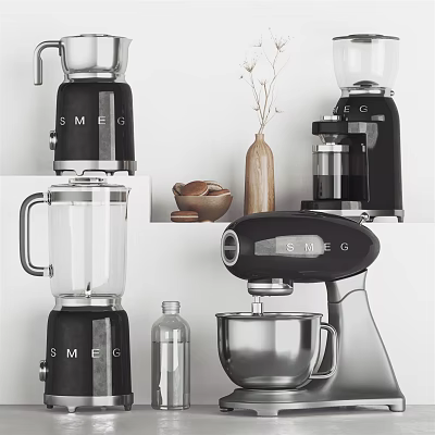 Stylish SMEG Kitchen Appliances Featuring Blender Coffee Maker And Mixer Design 3d model