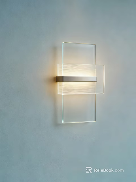 Modern Clear Glass Wall Light With Metallic Accent And Soft Illumination 3d model 
