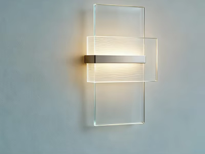 Modern Clear Glass Wall Light With Metallic Accent And Soft Illumination 3d model