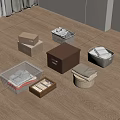 Box Modern Storage Box Storage Basket Rattan Storage Basket Fabric 3d model