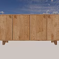 Wooden TV Stand with Light Wood Finish Simple Design and Cabinet Doors
