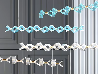 Modern Geometric Chandelier Design With Blue And Transparent Glass Elements For Interior Decor 3d model