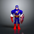 Cartoon Captain America Character In Blue Uniform With Star Emblem And Shield