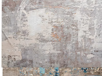 Square Area Rug Distressed Texture Gray White Orange Blue Accents for Living Room Decor 3d model