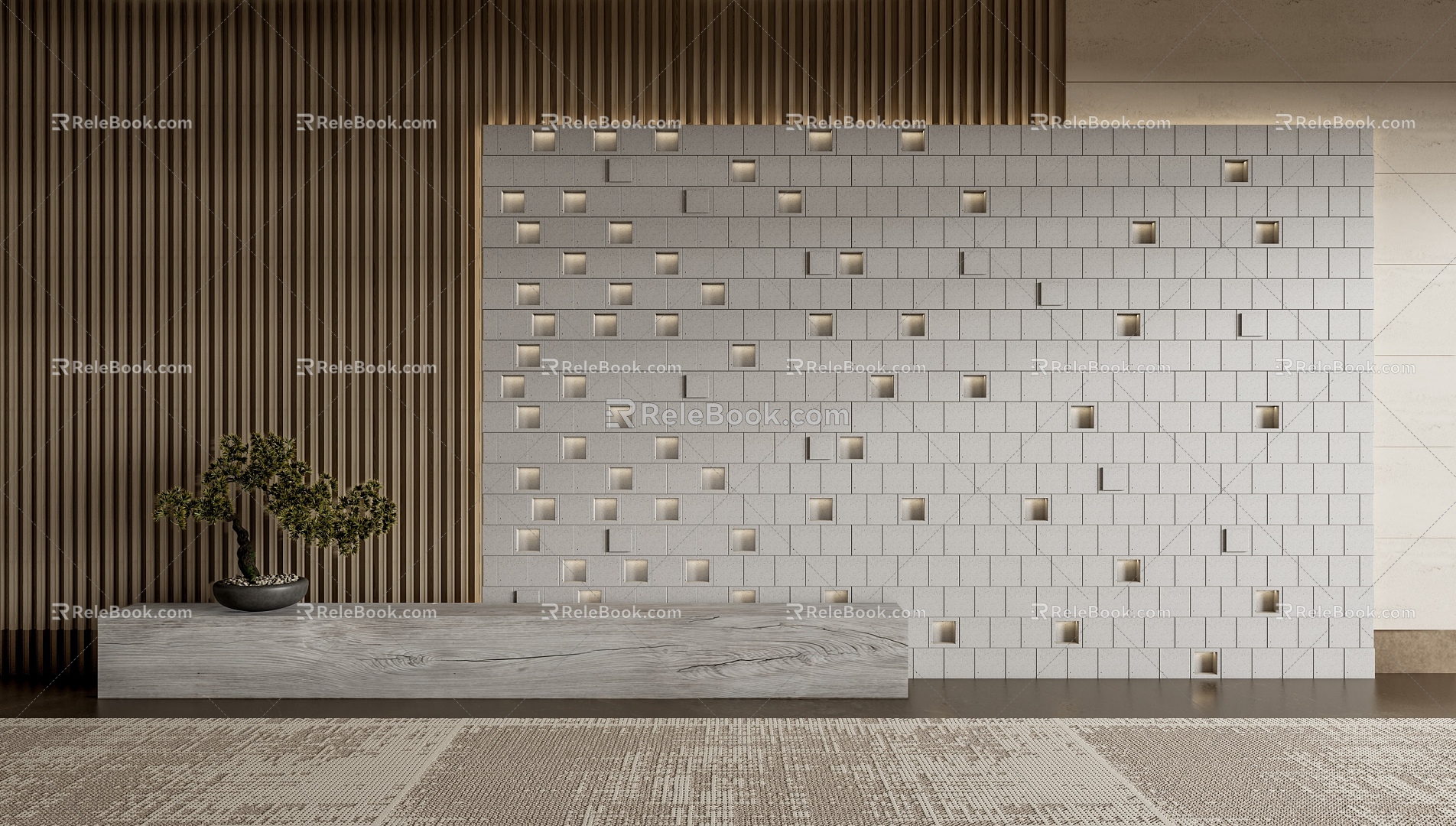 Modern background wall hotel corridor background wall 3d model