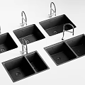 Black Kitchen Sinks With Faucets Multiple Single And Double Bowl Designs 3d model