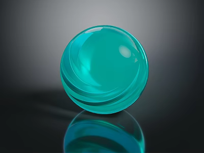 Turquoise Glass Sphere Decorative Ornament Set With Smooth Shiny Surface And Reflective Base 3d model