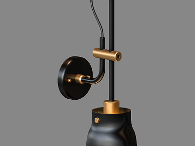 Modern Black and Gold Table Lamp with Adjustable Metal Arm and Minimalist Design 3d model