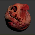 Realistic Human Heart Organ Model With Detailed Red Texture And Dark Background