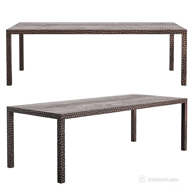 Modern Dining Table Design With Woven Legs And Wooden Top In Two Sizes 3d model 