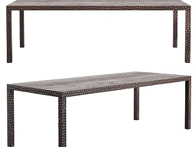 Modern Dining Table Design With Woven Legs And Wooden Top In Two Sizes 3d model