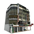 Old Multi Story Building Exterior With Chinese Signs Windows And Shop Entrance