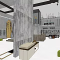 Modern Clothing Store Interior Design With Gray Concrete Walls Clothing Racks And Spacious Layout