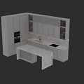Elegant Modern Kitchen Interior With White Cabinets And Marble Island Countertop