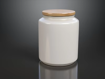 Modern White Ceramic Tea Jar With Wooden Lid And Smooth Surface Finish 3d model