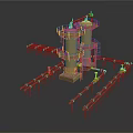 Industrial Equipment System Featuring Cylindrical Towers Pipes And Access Platforms