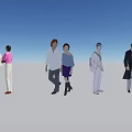 Group of People in Different Outfits Standing on Gray Ground Under Blue Sky