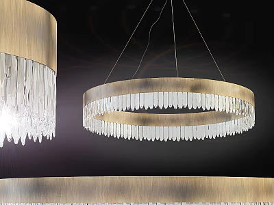 Modern Round Crystal Chandelier With Metal Frame And Hanging Decorative Lights 3d model
