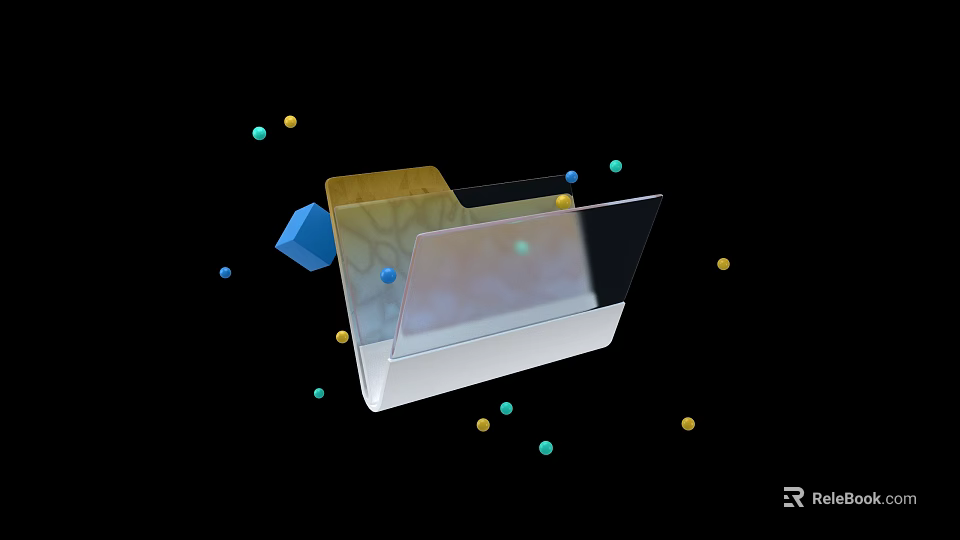 Public Facility With Transparent Panel And Golden Frame Featuring Colorful Dots Design 3d model