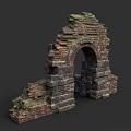 Ancient Stone Arch Ruins Featuring Weathered Brick And Stone Construction 3d model