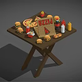 Assorted Fast Food Selection Featuring Pizza Burgers Fries Hotdog And Drinks With Sign