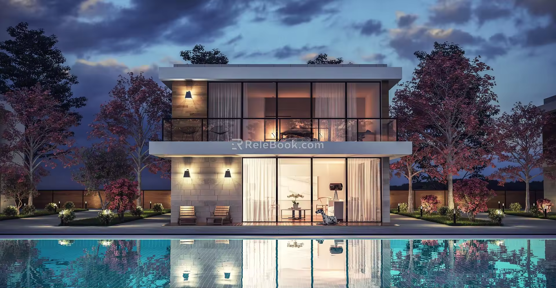Modern single-family villa architecture 3d model