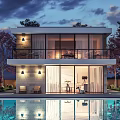 Modern single-family villa architecture 3d model