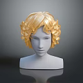Game and Movie Character 3D Head Model With Golden Curly Hair And White Features