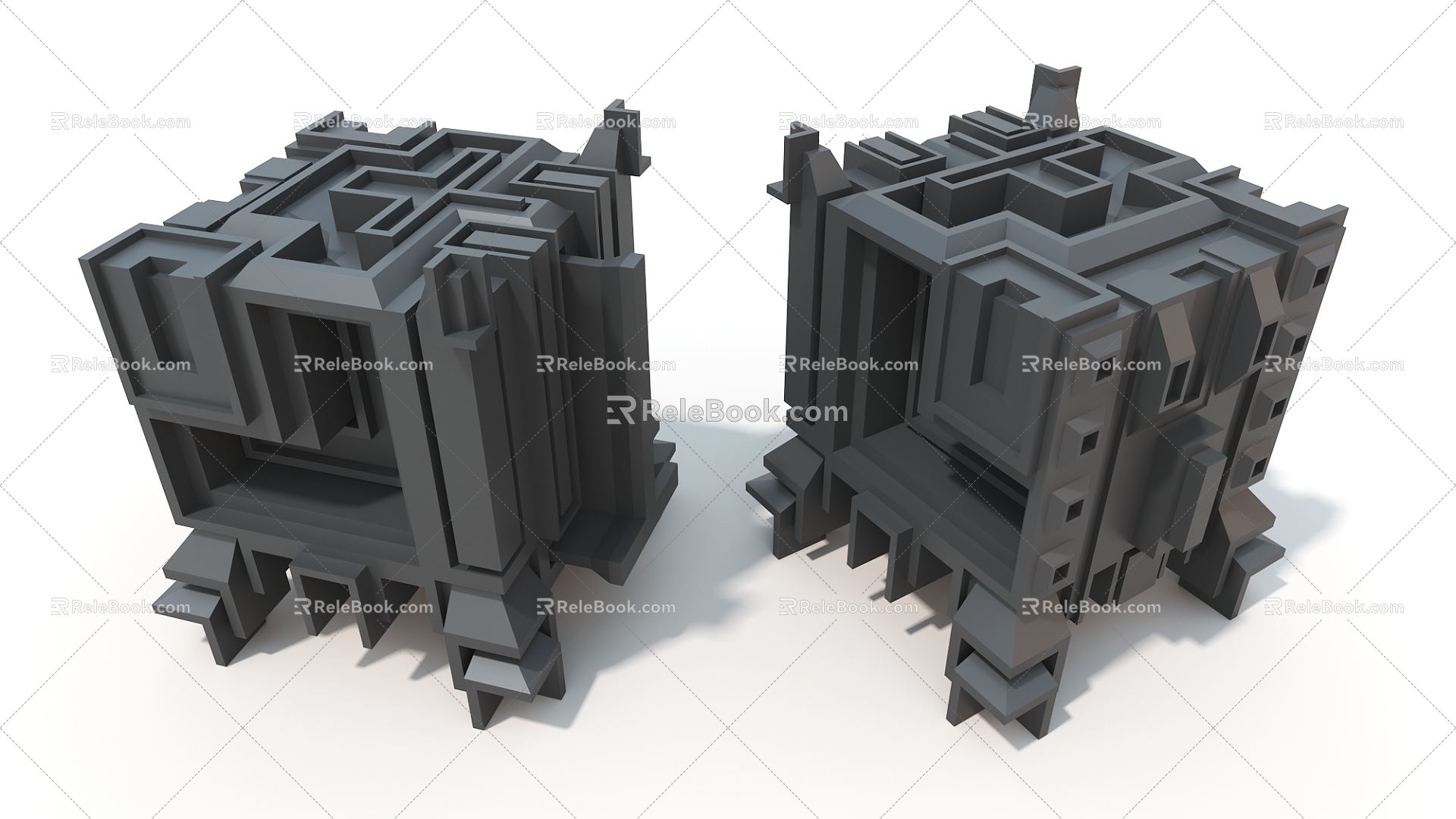 Hard Surface Future Machinery Cypunk Cube Hard Surface High Tech Industrial Parts 3d model