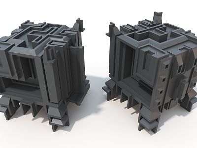 Hard Surface Future Machinery Cypunk Cube Hard Surface High Tech Industrial Parts 3d model