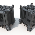 Hard Surface Future Machinery Cypunk Cube Hard Surface High Tech Industrial Parts 3d model