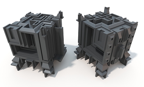 Hard Surface Future Machinery Cypunk Cube Hard Surface High Tech Industrial Parts 3d model