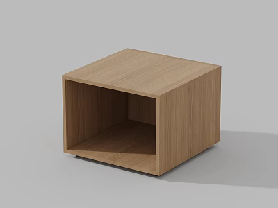 Modern Cube Shaped Wooden Coffee Table With Open Storage And Light Wood Finish 3d model