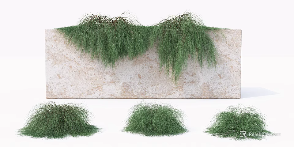 Lush Draping Vines Growing On Natural Stone Wall With Dense Green Foliage 3d model 