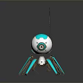 Game and Movie Character Spherical Sci Fi Robot With Blue White Antenna And Spider Legs