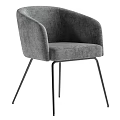 Beige Linen Upholstered Accent Chair With Black Metal Legs Modern Minimalist Design