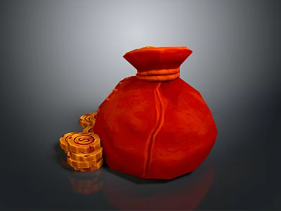 Money bag wallet coin bag gold bag leather bag cloth bag leather bag realistic 3d model