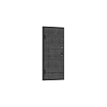 Dark Wooden Door Featuring Geometric Line Patterns And Metal Handle Lock