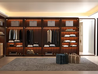 Cloakroom Chinese-style Cloakroom Solid Wood Wardrobe Modern Wardrobe Bedroom Master Bedroom Development Cloakroom Redwood Cloakroom Redwood 3d model