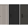 Modern Security Doors With Different Colors Vertical Stripes And Door Locks 3d model