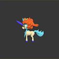 Cartoon Creature Characters With Orange Manes Blue Horns White Blue Bodies And Feathery Tails