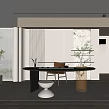 Modern Minimalist Tea Room Interior With Wooden Tea Table Comfortable Chairs And Green Plants