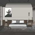 Modern Bedroom Interior Design With Large Bed Bedside Tables Table Lamps Wall Art And Rug