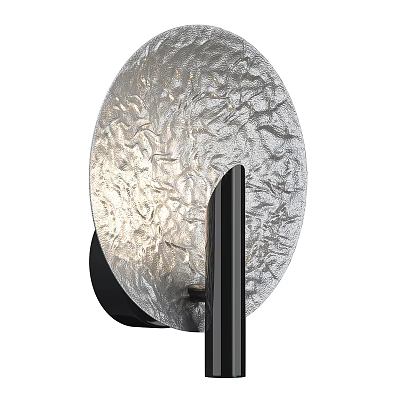 Modern Round Wall Lamp With Textured Surface And Black Stand For Indoor Lighting 3d model